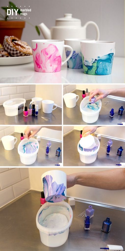 These Nail Polish Swirl Coffee Mugs are se easy to make and they look great. You will adore the stunning effects that you are going to be able to create!